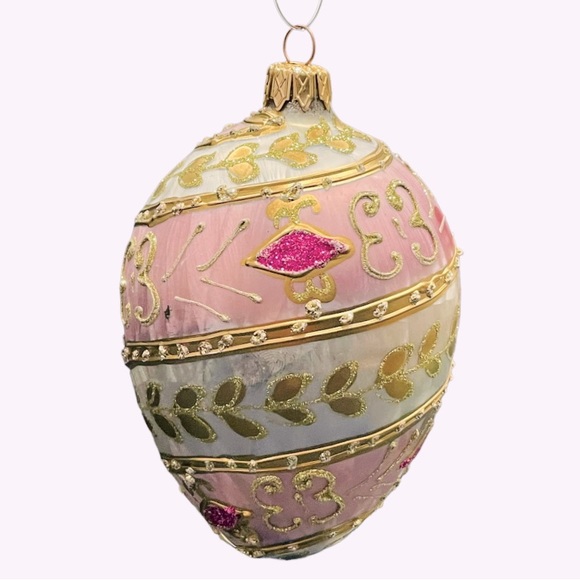 Other - Jumbo Mercury Glass Christmas Pysanka Egg Hand Painted Ornament Xmas Tree Decor